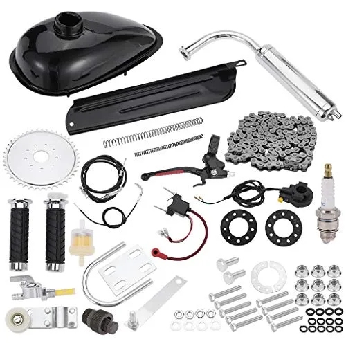 100cc Bicycle Engine kit, 2 Stroke Motorized Bike Kit Petrol Gas Engine Kit, Turn Your Pedal Bike Into an Electric Bike (Silver)