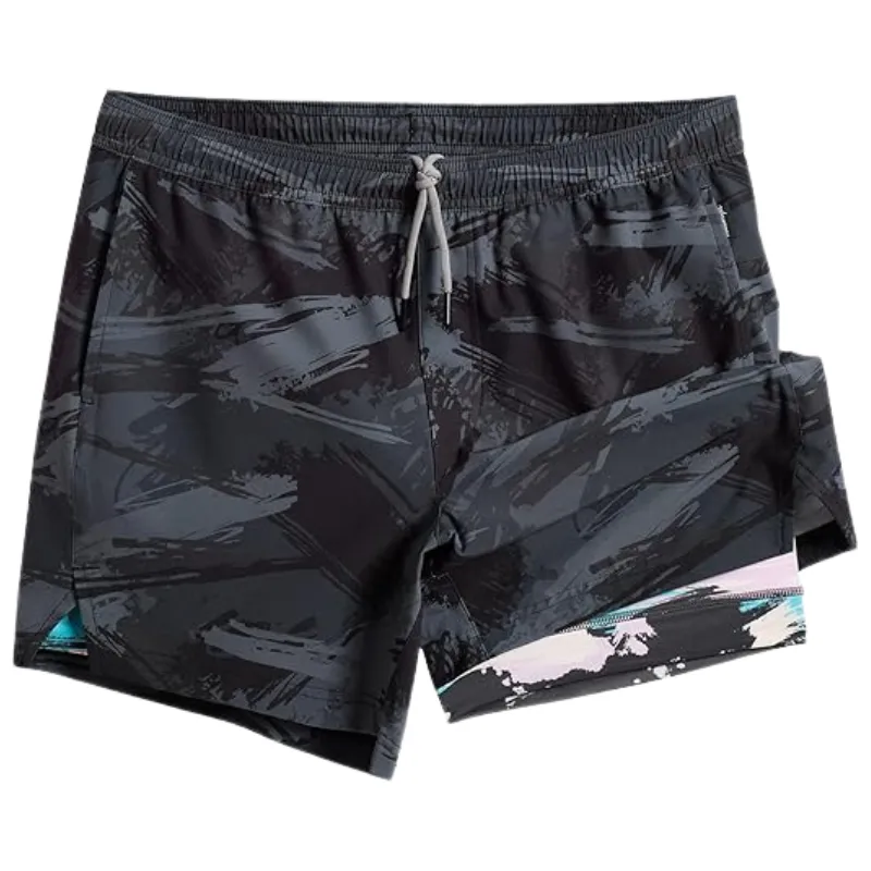 2 In 1 Quick Dry Athletic Shorts With Vibrant Design Layer