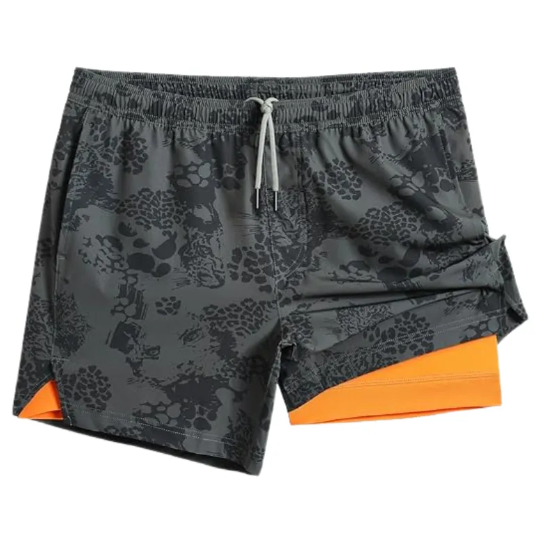 2 In 1 Quick Dry Athletic Shorts With Vibrant Design Layer