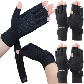 2 Pairs Compression Gloves, Copper Arthritis Gloves with Adjustable Strap,Carpal Tunnel,Typing,Support for Men & Women (Large/X-Large (2-Pair)) Large/X-Large (2-Pair)