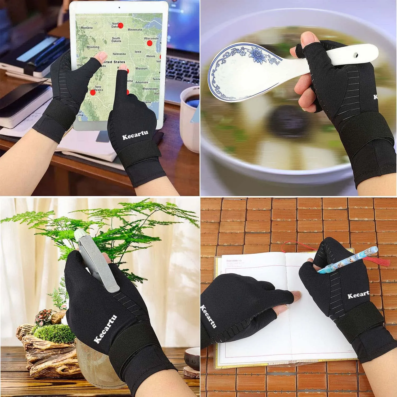 2 Pairs Compression Gloves, Copper Arthritis Gloves with Adjustable Strap,Carpal Tunnel,Typing,Support for Men & Women (Large/X-Large (2-Pair)) Large/X-Large (2-Pair)