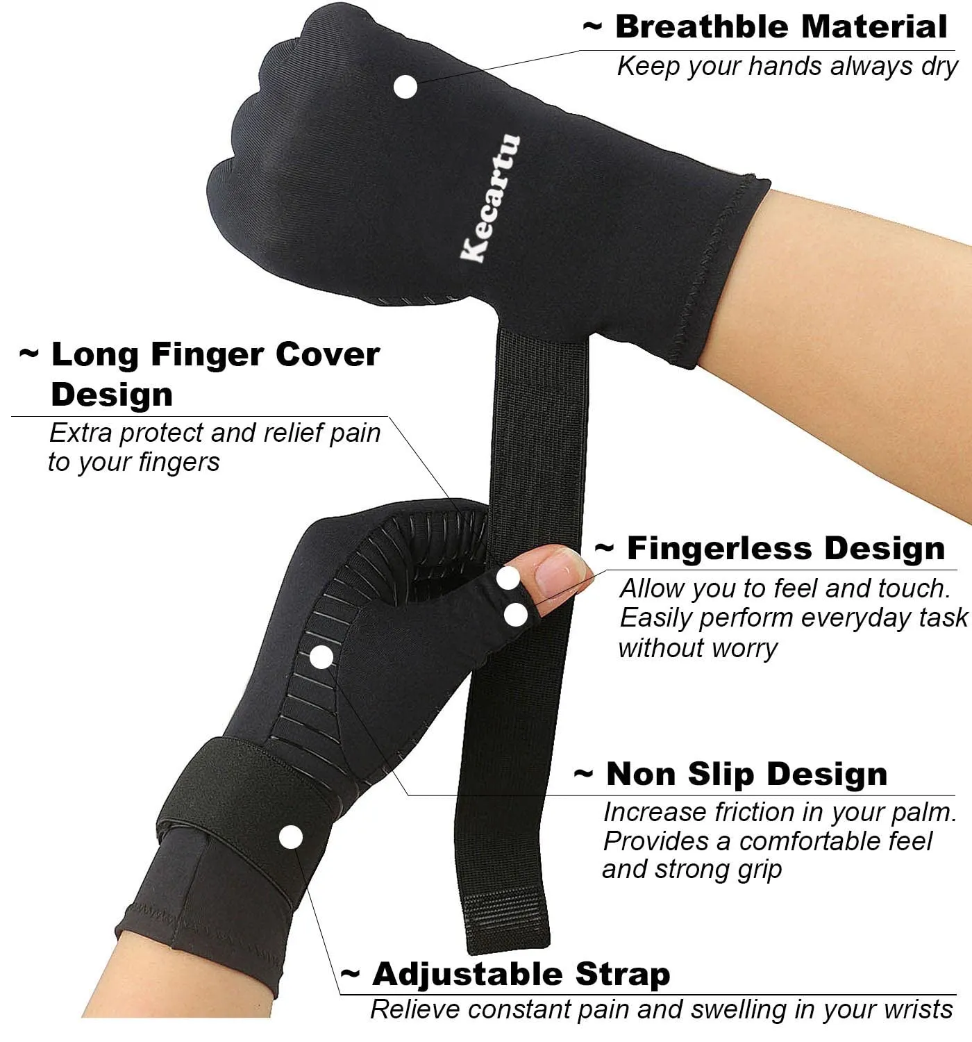 2 Pairs Compression Gloves, Copper Arthritis Gloves with Adjustable Strap,Carpal Tunnel,Typing,Support for Men & Women (Large/X-Large (2-Pair)) Large/X-Large (2-Pair)