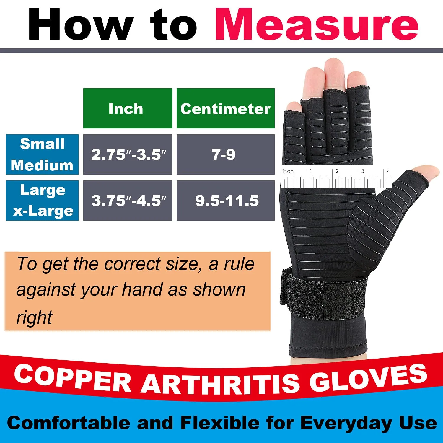 2 Pairs Compression Gloves, Copper Arthritis Gloves with Adjustable Strap,Carpal Tunnel,Typing,Support for Men & Women (Large/X-Large (2-Pair)) Large/X-Large (2-Pair)