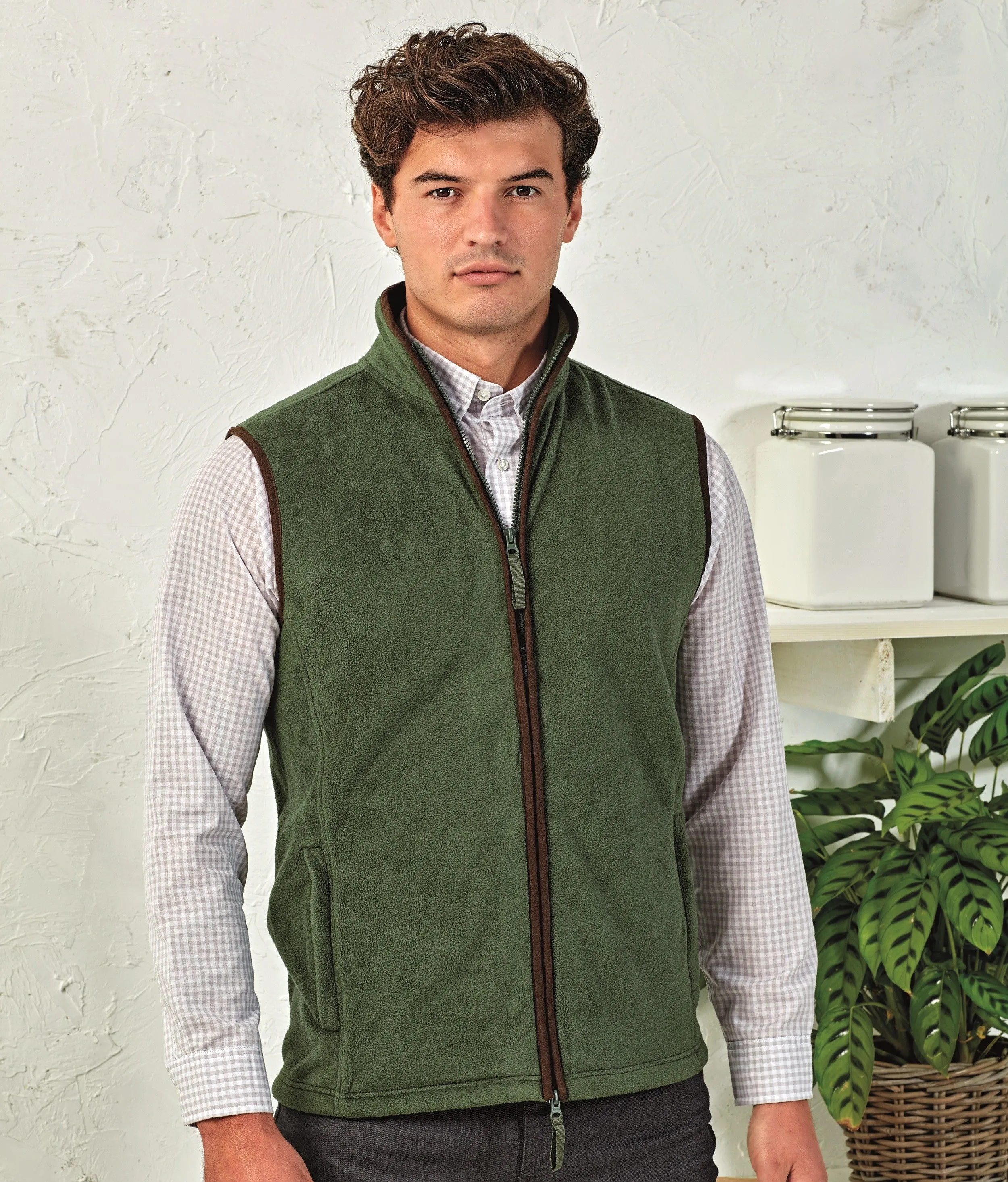 Artisan Fleece Gilet | NAVY/BROWN