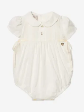 Baby Girls Cotton Romper in Ivory