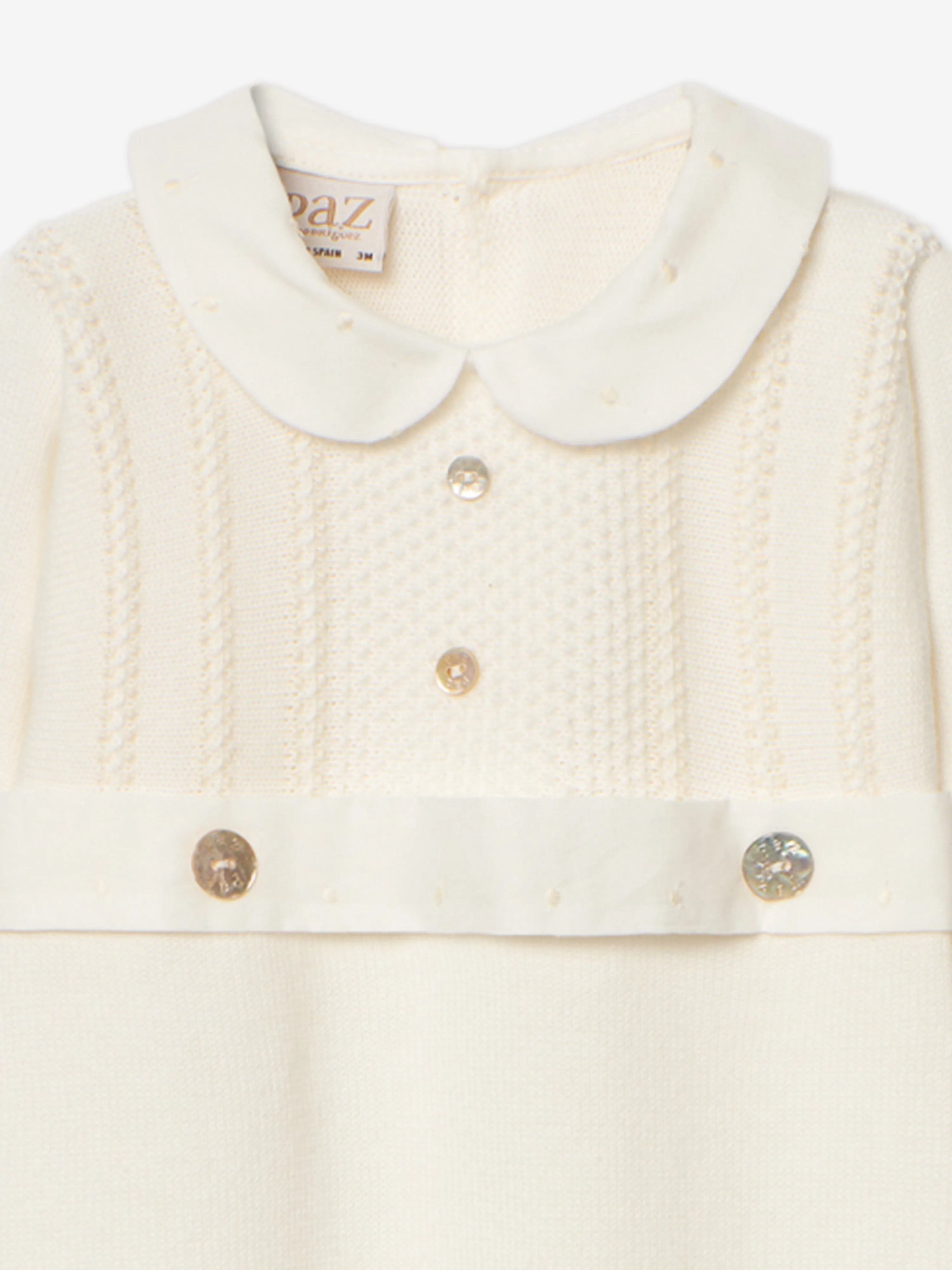 Baby Knitted Babygrow in Ivory