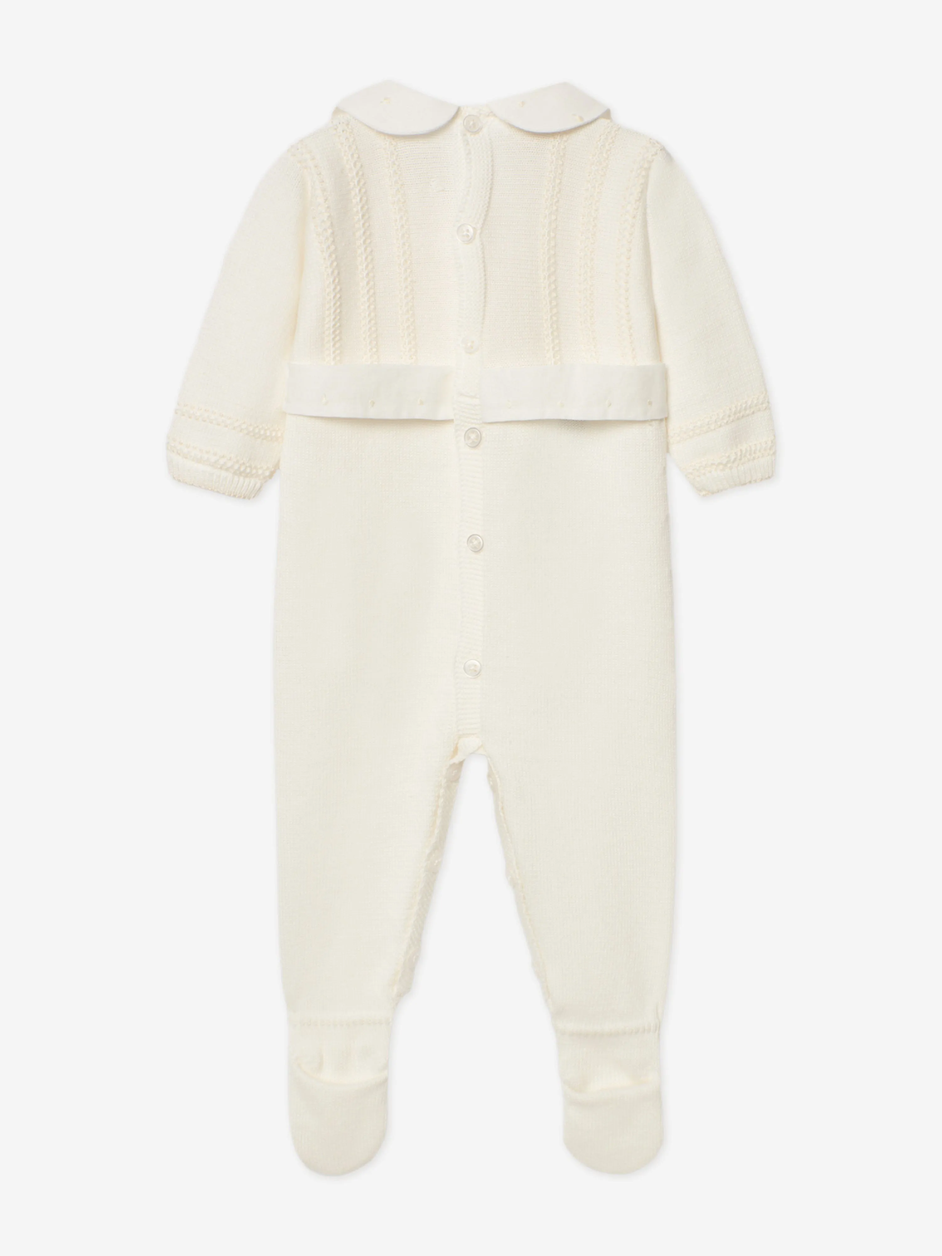 Baby Knitted Babygrow in Ivory