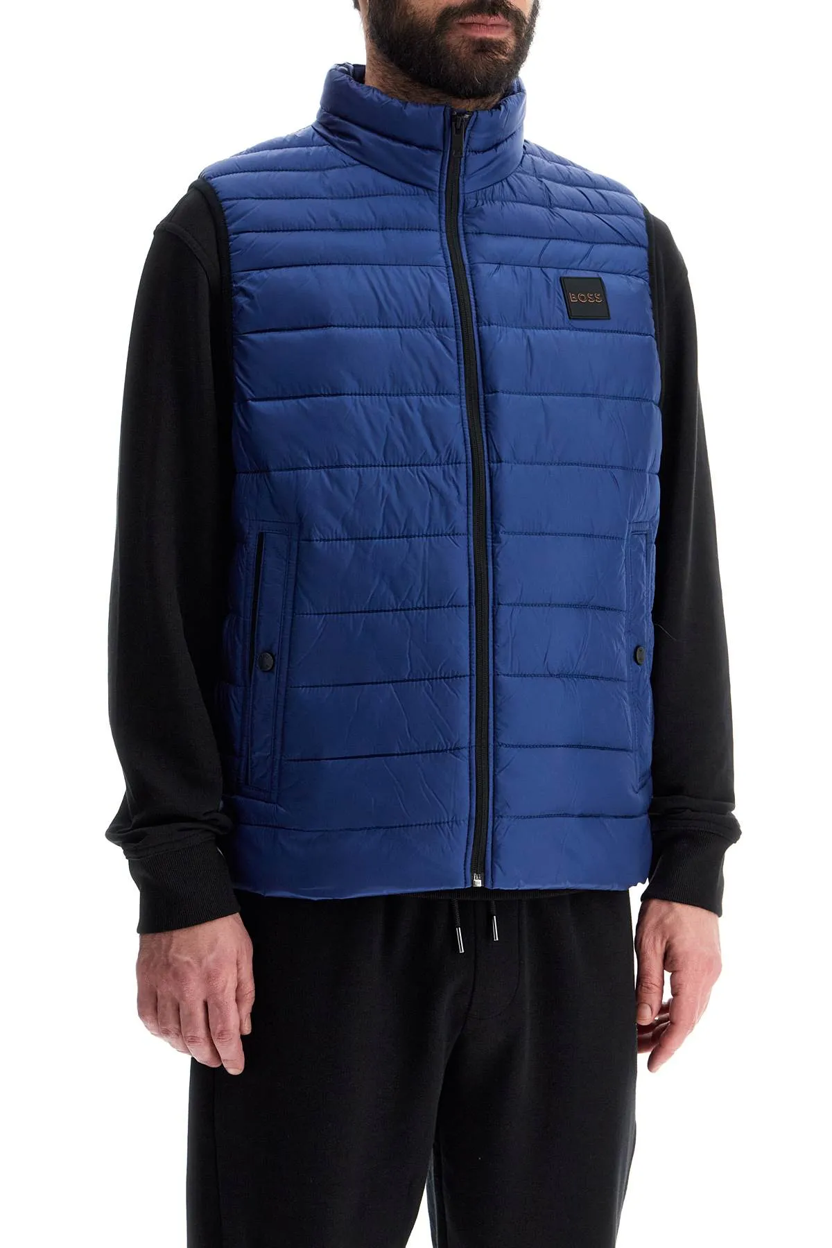 blue striped padded gilet with high collar 50505255 OPEN BLUE
