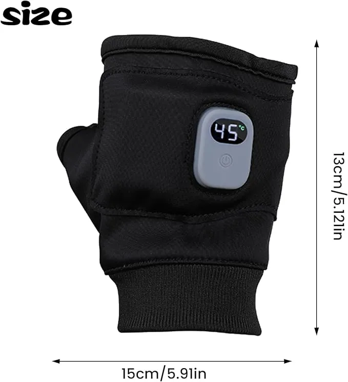 Bobety Electric Heated Gloves, Heated Gloves Rechargeable, Heated Work Gloves - 3-Speed Adjustable Heated Riding Gloves, Rechargeable Fingerless, Half-Finger, Fast Heating