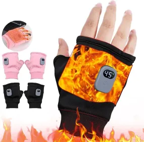 Bobety Electric Heated Gloves, Heated Gloves Rechargeable, Heated Work Gloves - 3-Speed Adjustable Heated Riding Gloves, Rechargeable Fingerless, Half-Finger, Fast Heating