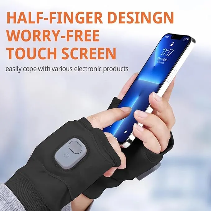 Bobety Electric Heated Gloves, Heated Gloves Rechargeable, Heated Work Gloves - 3-Speed Adjustable Heated Riding Gloves, Rechargeable Fingerless, Half-Finger, Fast Heating