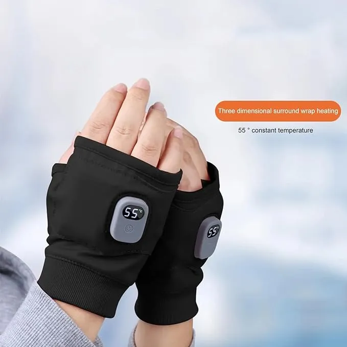 Bobety Electric Heated Gloves, Heated Gloves Rechargeable, Heated Work Gloves - 3-Speed Adjustable Heated Riding Gloves, Rechargeable Fingerless, Half-Finger, Fast Heating