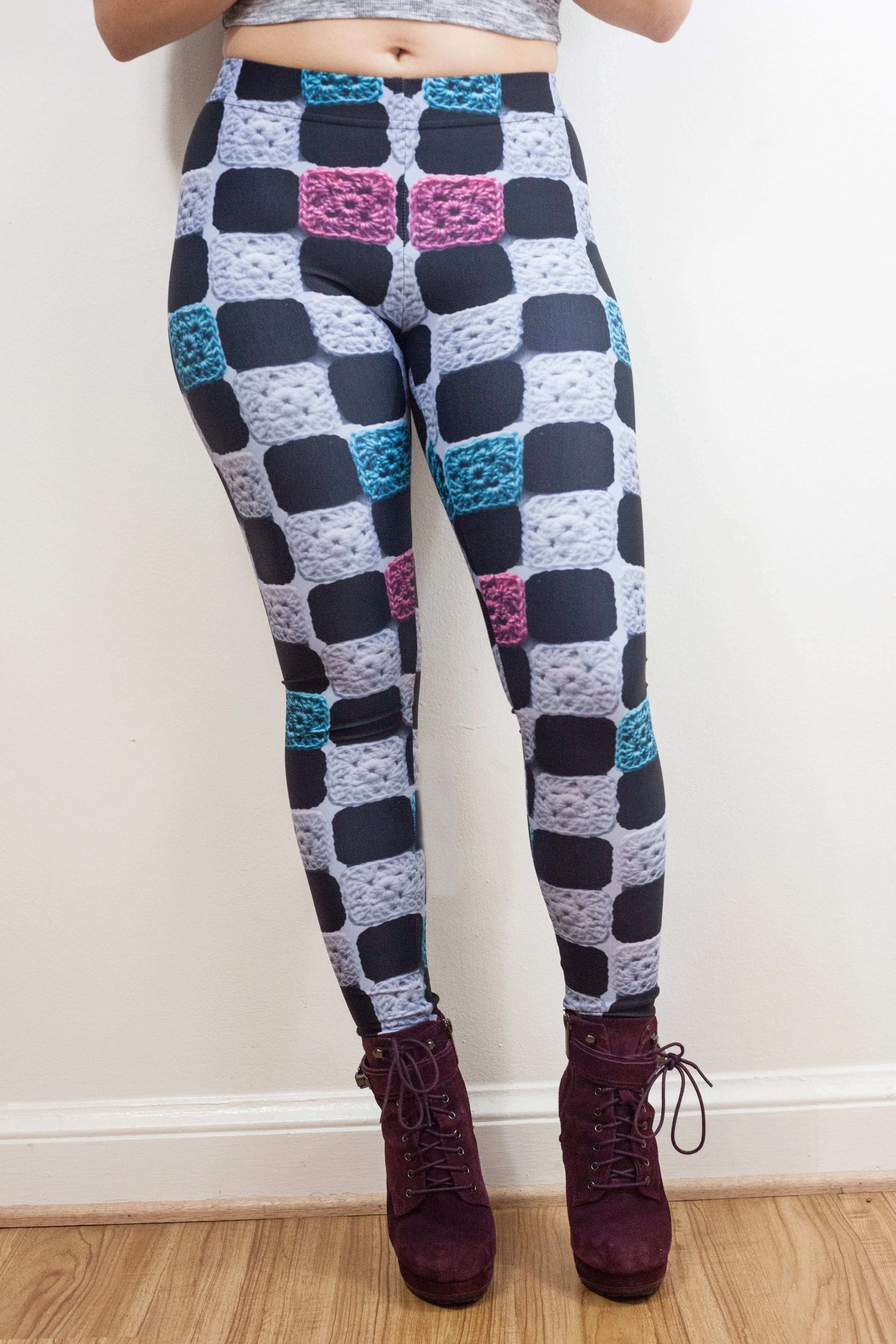 'Chez Chex' Crochet Print Granny Square Leggings