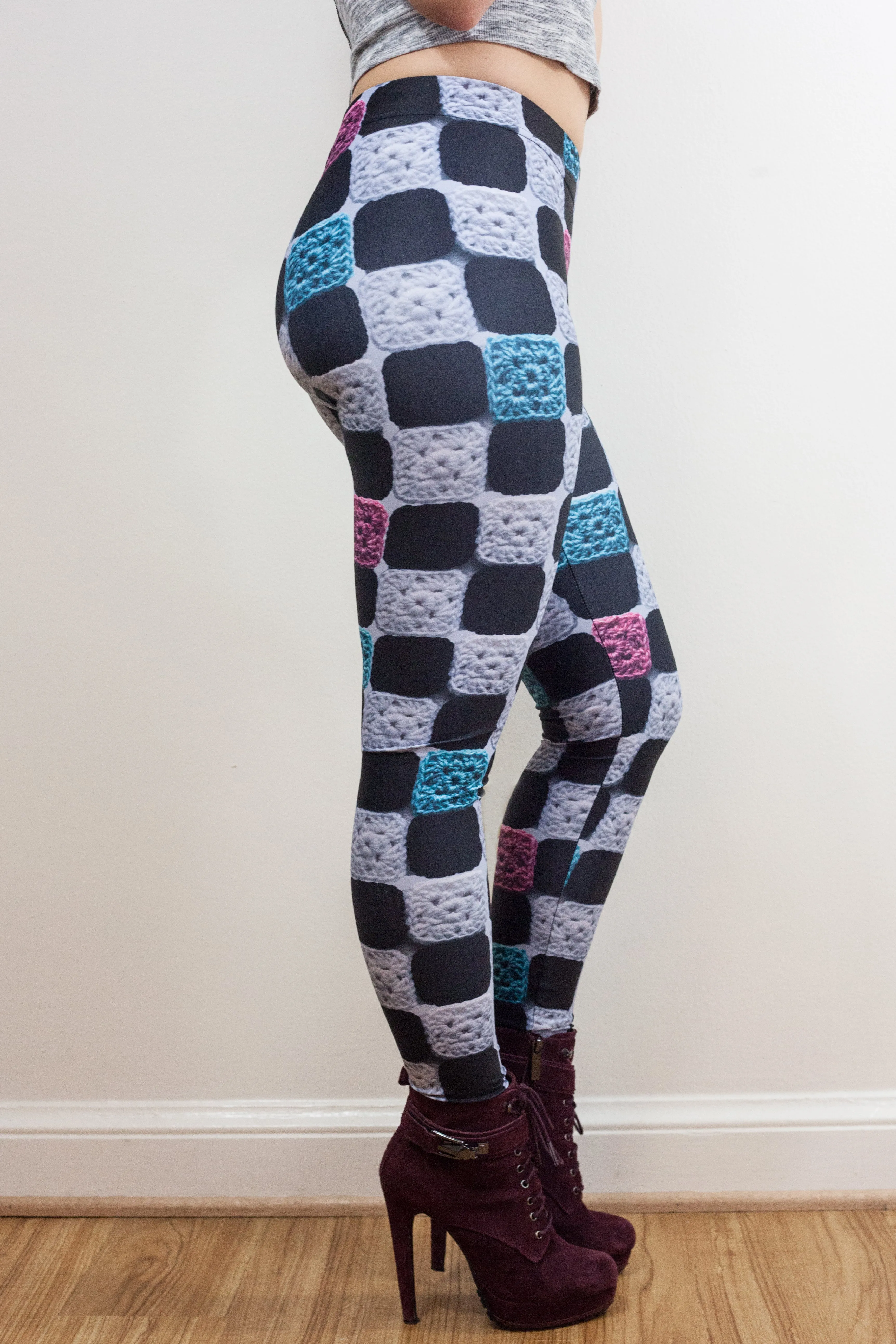 'Chez Chex' Crochet Print Granny Square Leggings