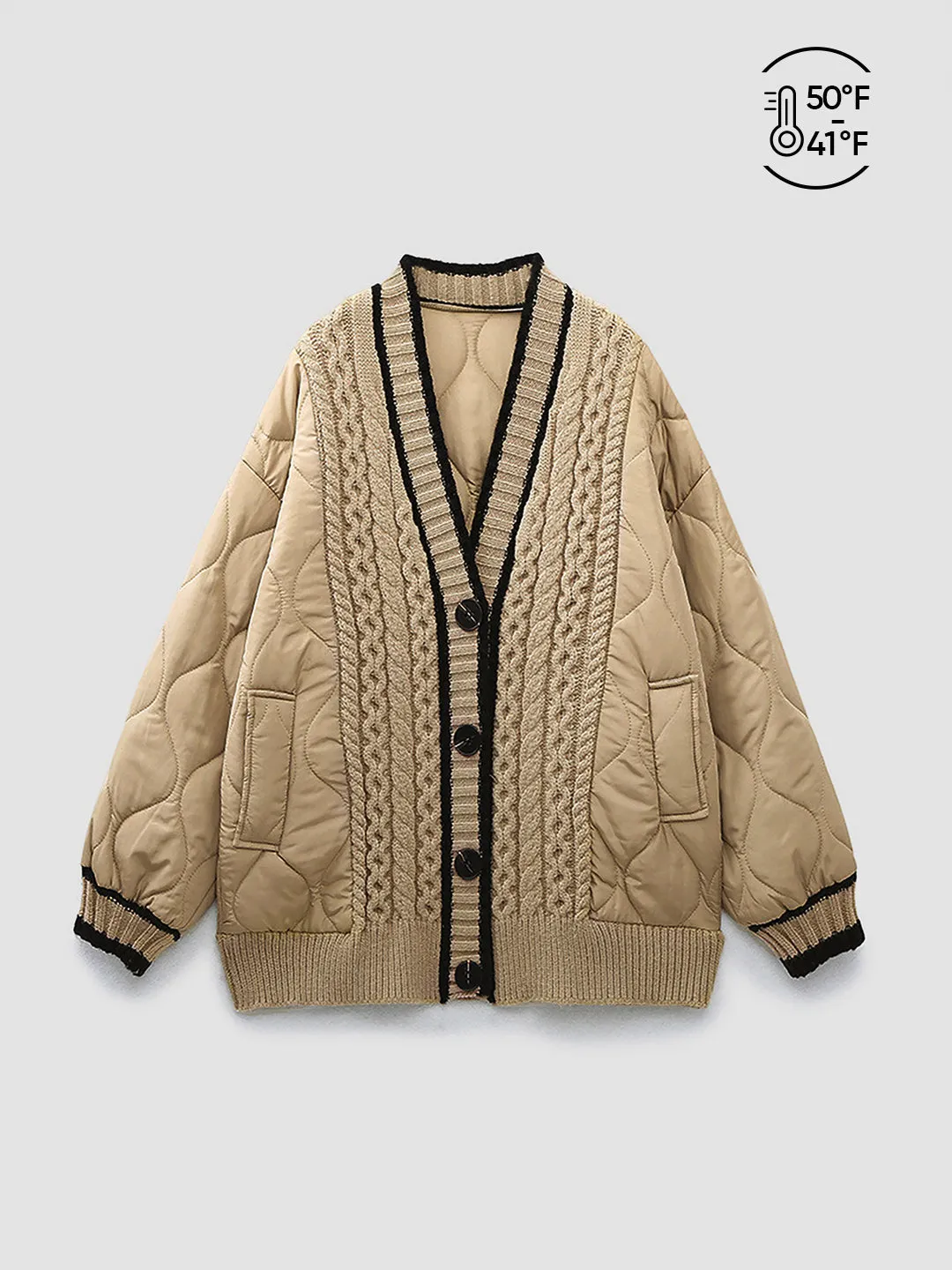 Chicmy-Winter Outfits Christmas Thanksgiving Gift New Year's Eve Outfits Streetwear Fashion Braided Quilted Winter Cardigan Coat