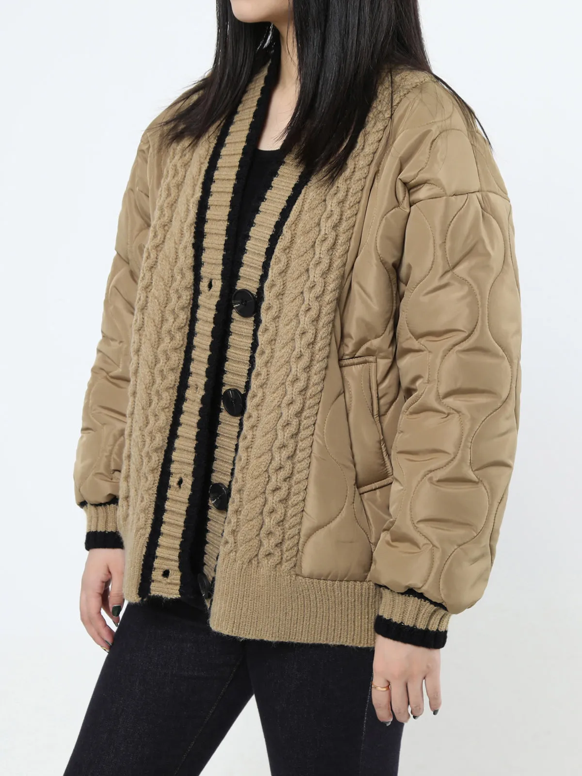 Chicmy-Winter Outfits Christmas Thanksgiving Gift New Year's Eve Outfits Streetwear Fashion Braided Quilted Winter Cardigan Coat