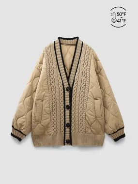Chicmy-Winter Outfits Christmas Thanksgiving Gift New Year's Eve Outfits Streetwear Fashion Braided Quilted Winter Cardigan Coat