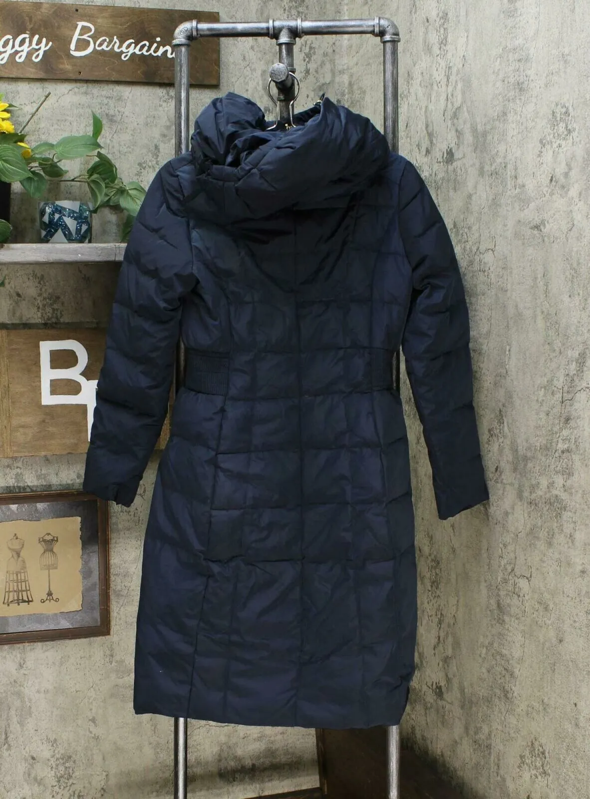 Cole Haan Women's Box Quilt Down Puffer Coat Navy Small