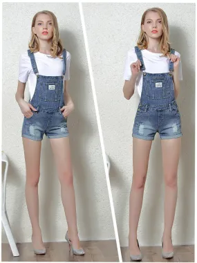 Denim Button Casual Pocket hole Gradient color Romper