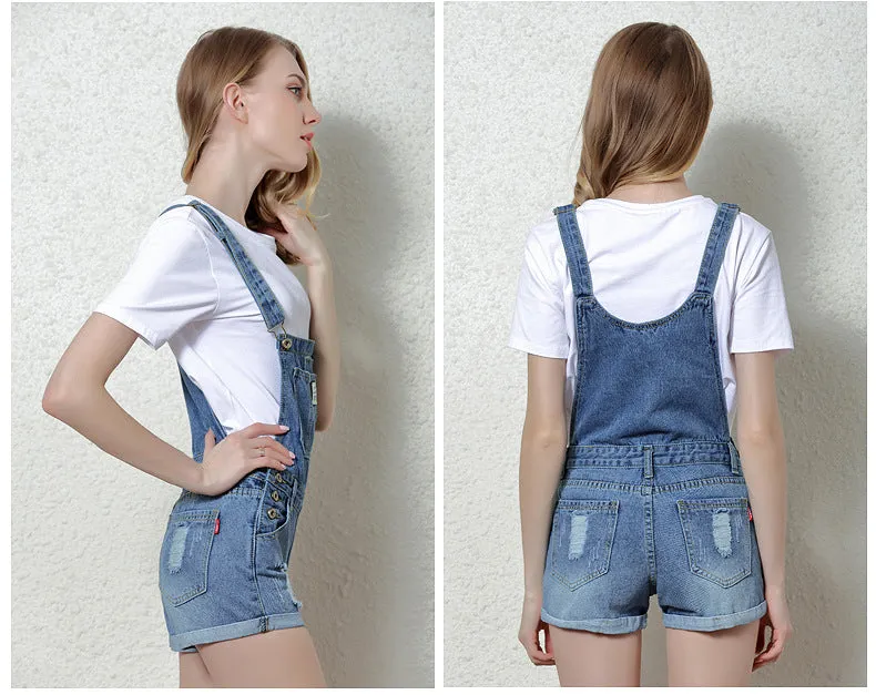 Denim Button Casual Pocket hole Gradient color Romper