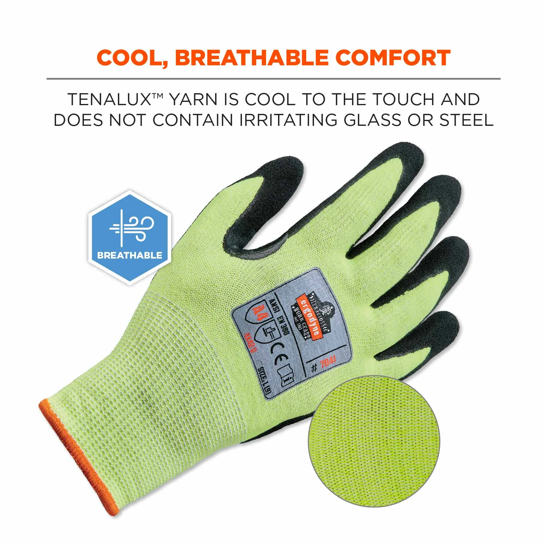 Ergodyne 17812 7041 S Lime ANSI A4 Nitrile-Coated CR Gloves