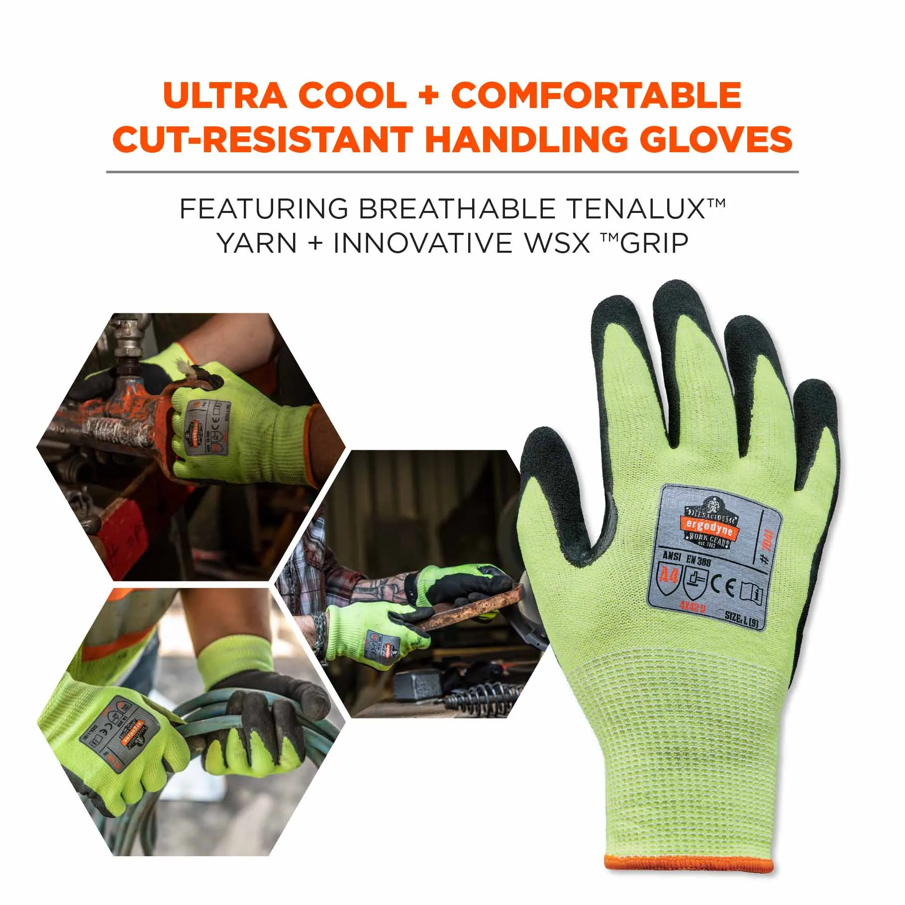 Ergodyne 17812 7041 S Lime ANSI A4 Nitrile-Coated CR Gloves