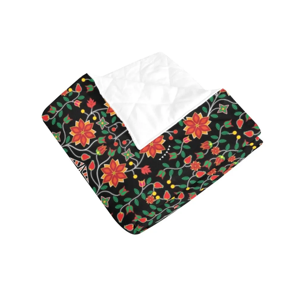 Floral Beadwork Six Bands Quilted Comforter 70"x80"