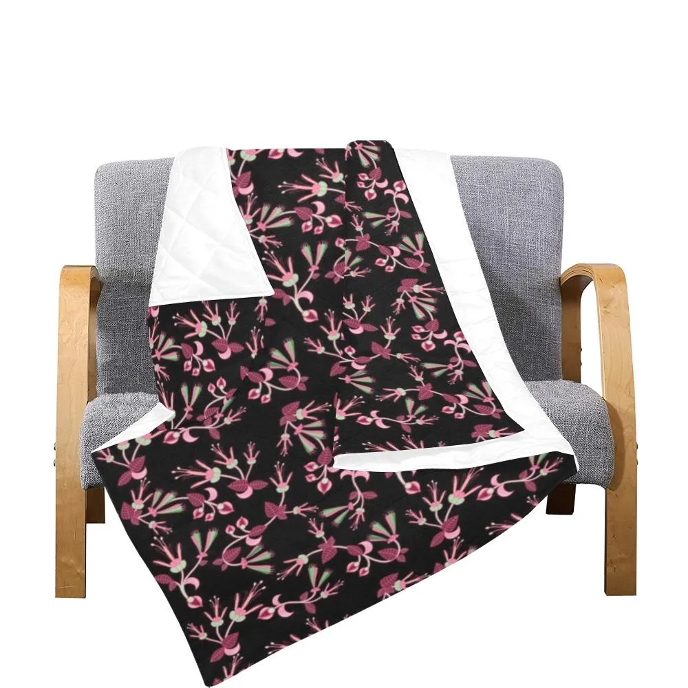 Floral Green Black Quilted Comforter 70"x80"