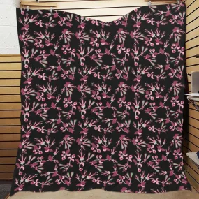 Floral Green Black Quilted Comforter 70"x80"