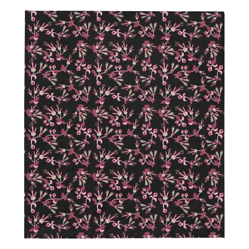Floral Green Black Quilted Comforter 70"x80"