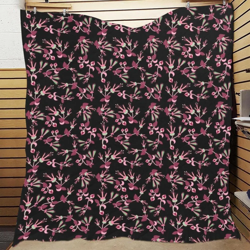 Floral Green Black Quilted Comforter 70"x80"