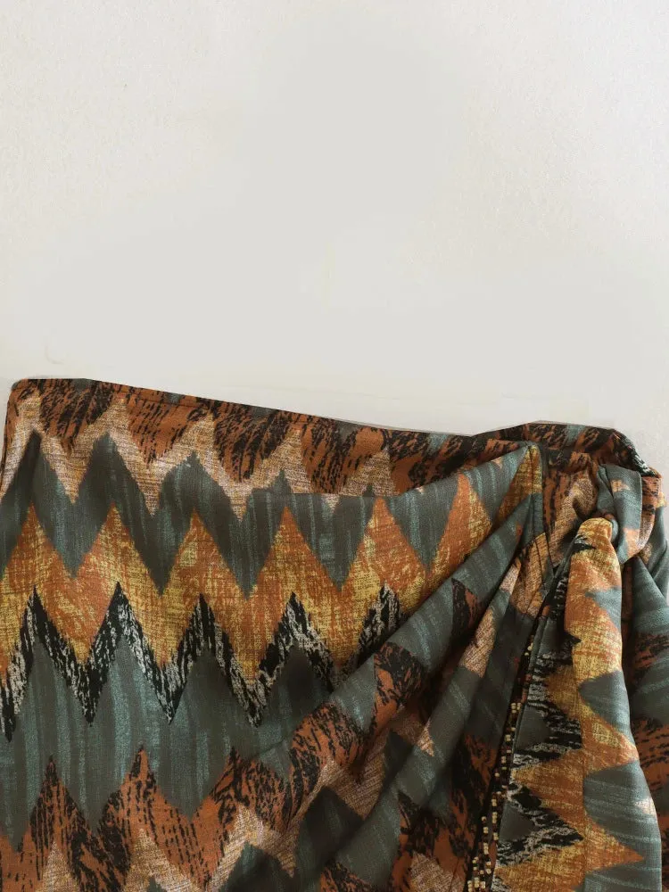 Geometric Tassel Sarong Skirt