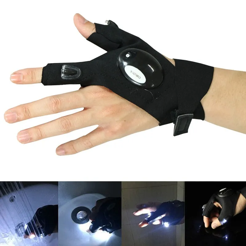 Hiking Fingerless Gloves with LED Light