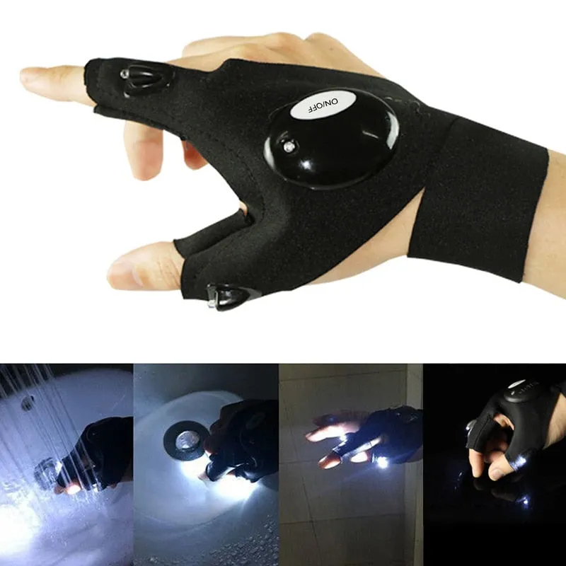 Hiking Fingerless Gloves with LED Light