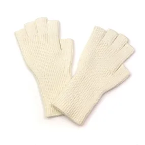 Knitted Fingerless Gloves | Cream