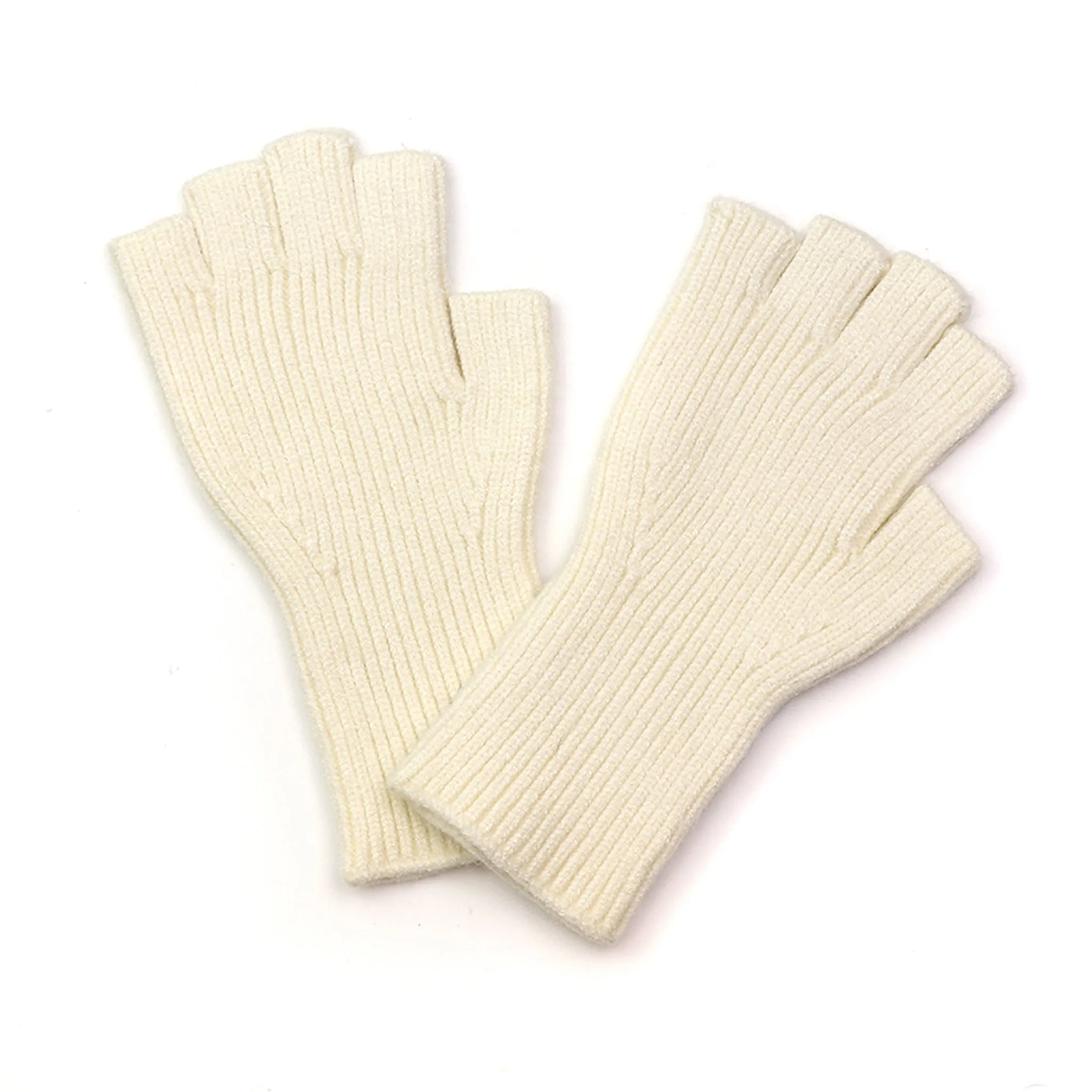 Knitted Fingerless Gloves | Cream