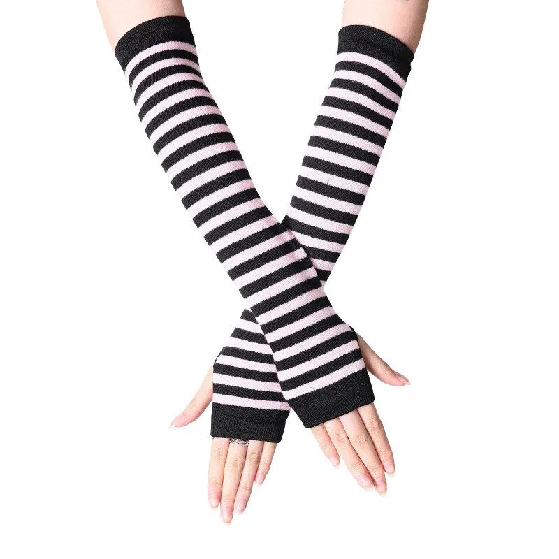 Korean Spring Autumn Cute Knitted Gloves Fingerless Sleeve Half Finger Wrist Cover Fashion Versatile Wrist Cover Winter Gloves
