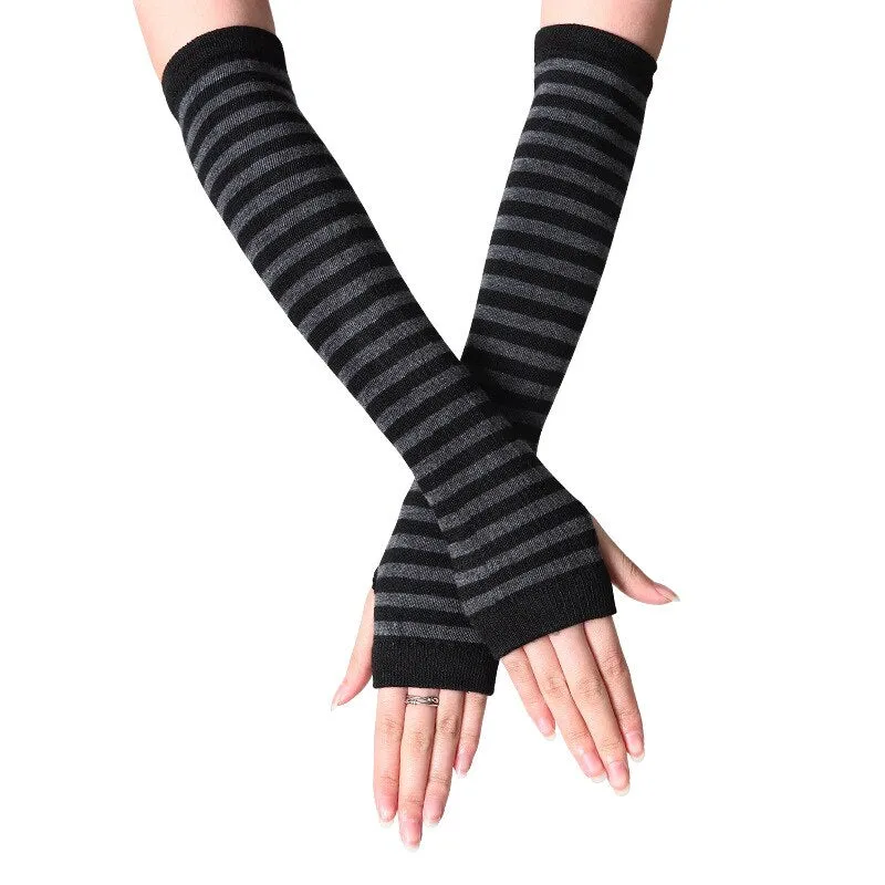 Korean Spring Autumn Cute Knitted Gloves Fingerless Sleeve Half Finger Wrist Cover Fashion Versatile Wrist Cover Winter Gloves