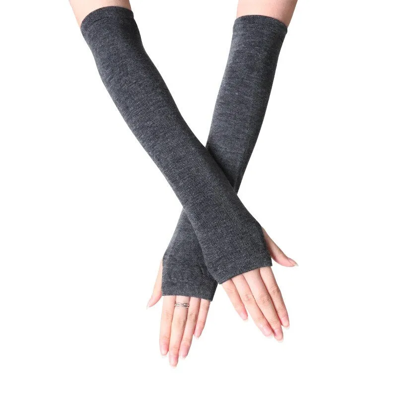 Korean Spring Autumn Cute Knitted Gloves Fingerless Sleeve Half Finger Wrist Cover Fashion Versatile Wrist Cover Winter Gloves