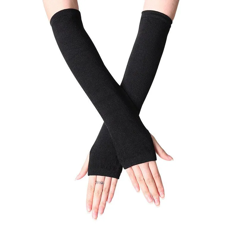 Korean Spring Autumn Cute Knitted Gloves Fingerless Sleeve Half Finger Wrist Cover Fashion Versatile Wrist Cover Winter Gloves