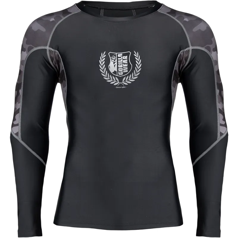 LANDER RASHGUARD LONG SLEEVES - BLACK/GRAY CAMO