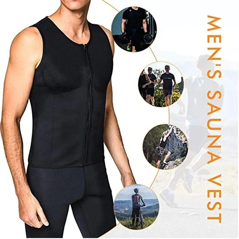 Men Seamless Slimming Compression Body Shaper Corset Sauna Suit