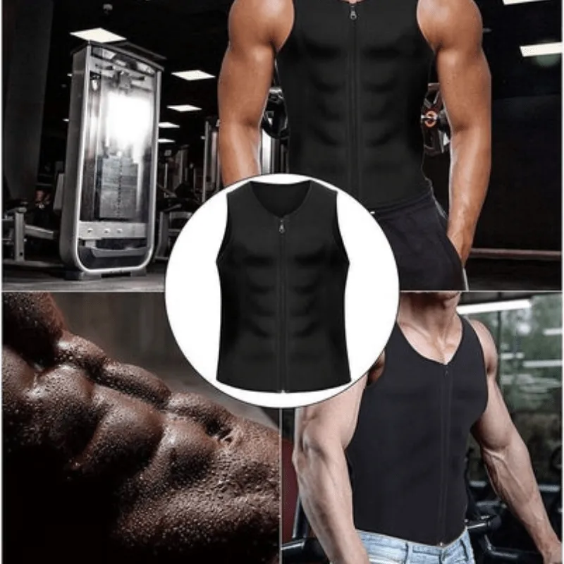 Men Seamless Slimming Compression Body Shaper Corset Sauna Suit