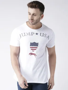 Men White Round Neck Tshirt