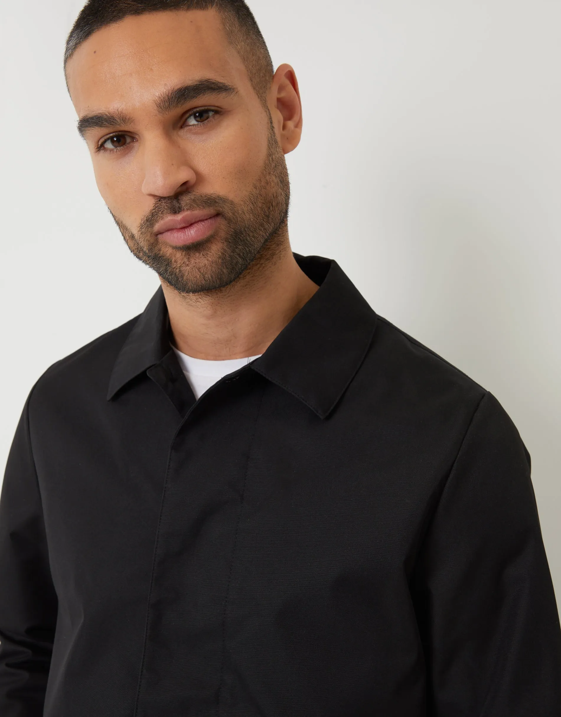 Men's Black Showerproof Longline Mac