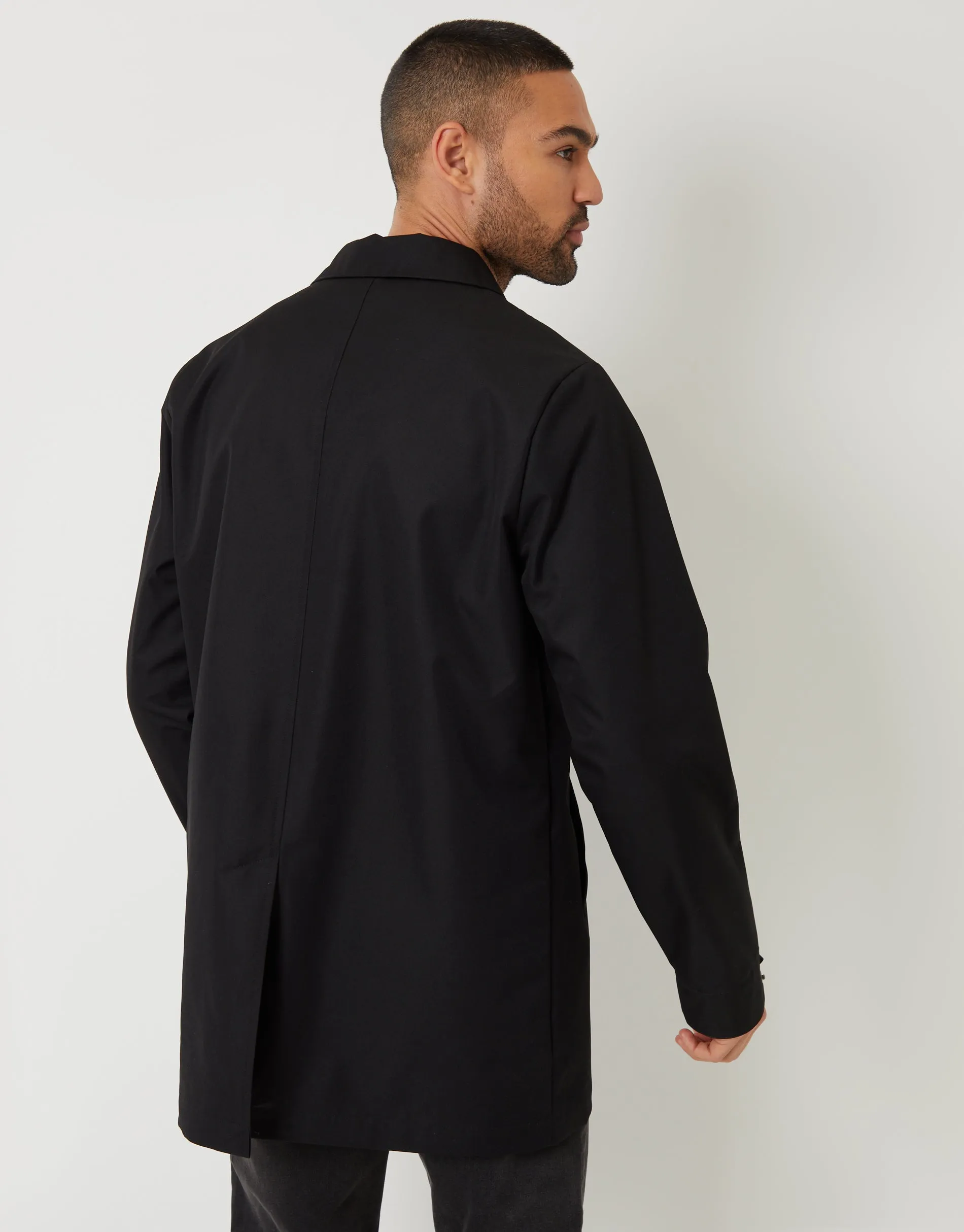 Men's Black Showerproof Longline Mac