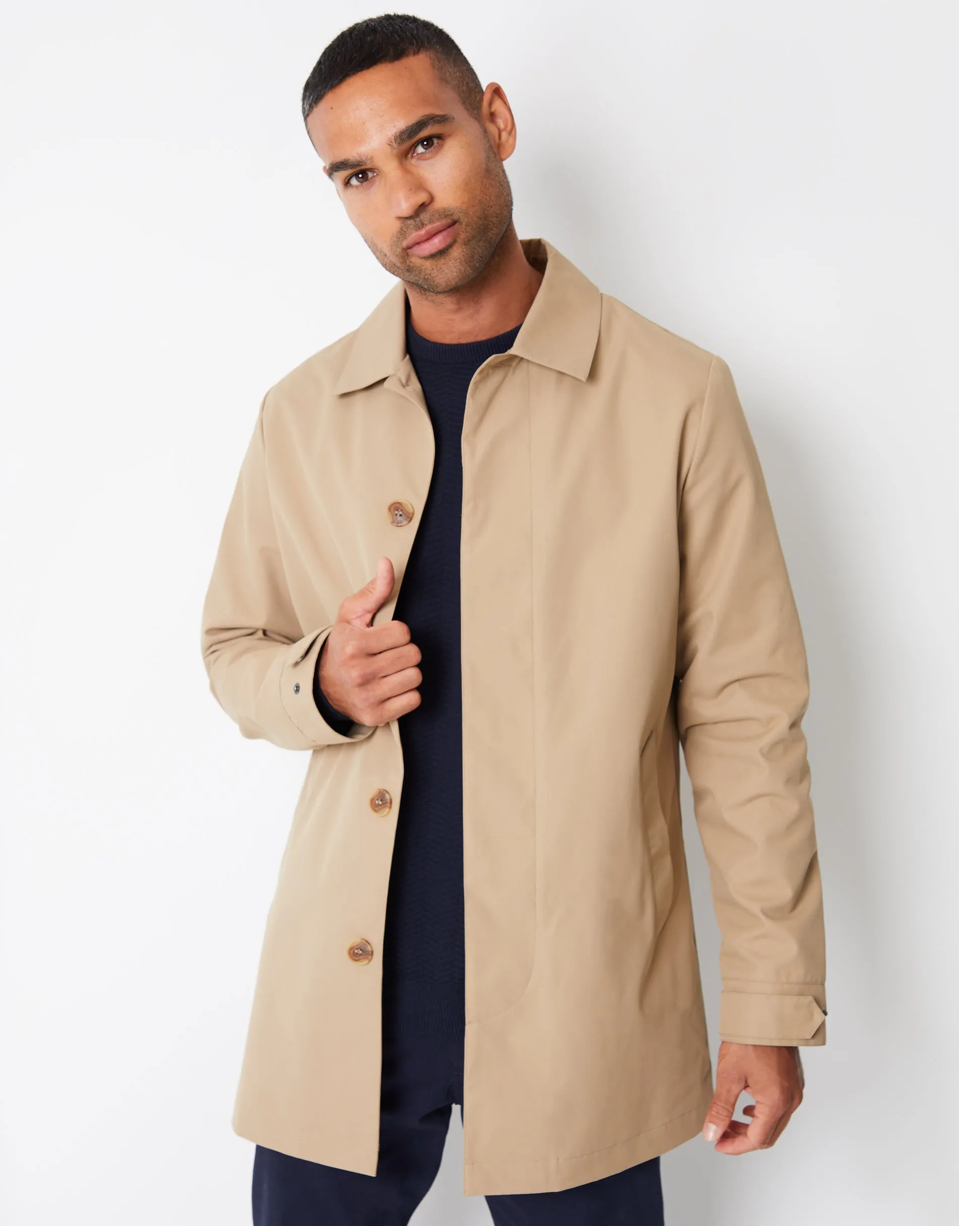 Men's Dark Stone Showerproof Longline Mac
