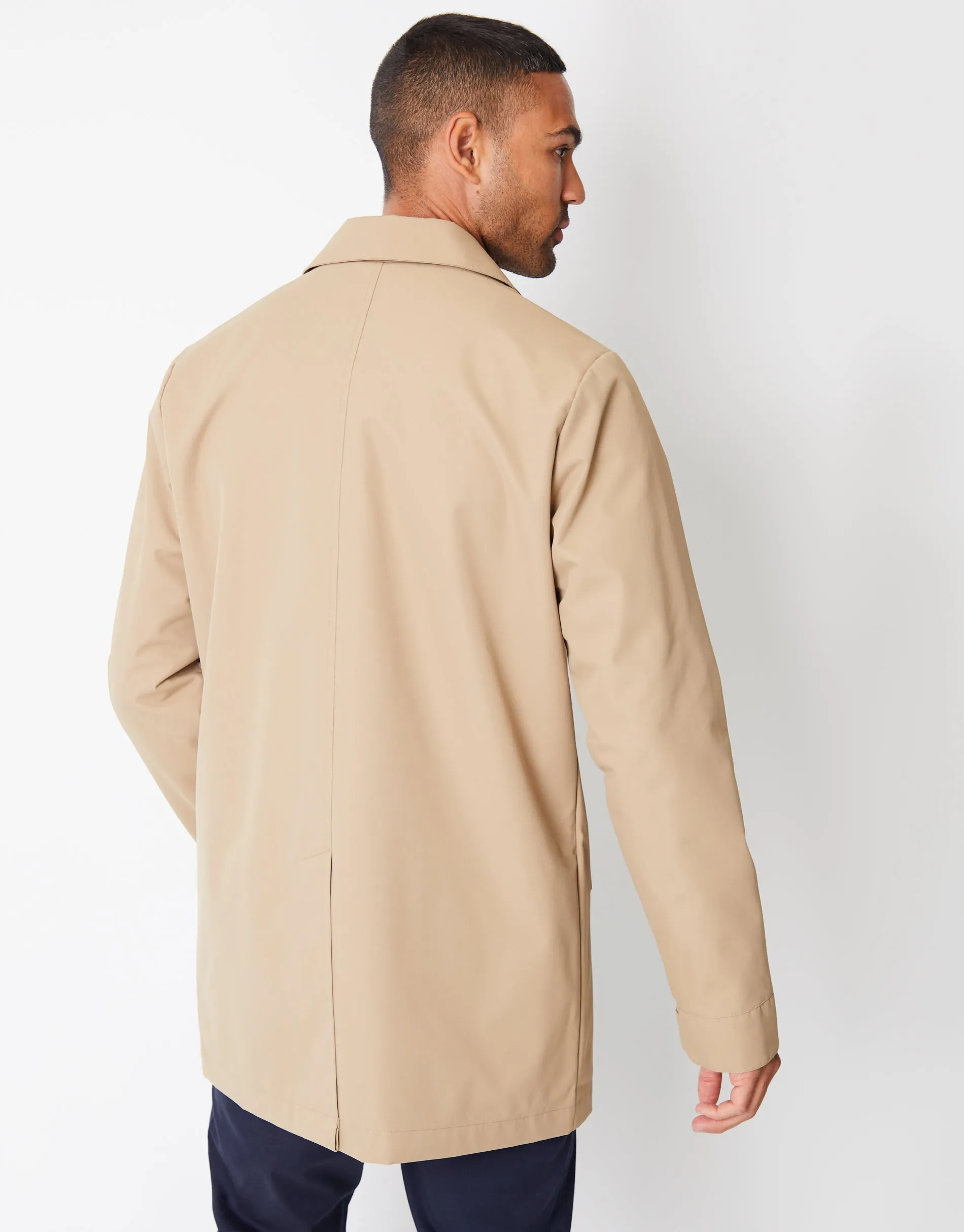Men's Dark Stone Showerproof Longline Mac