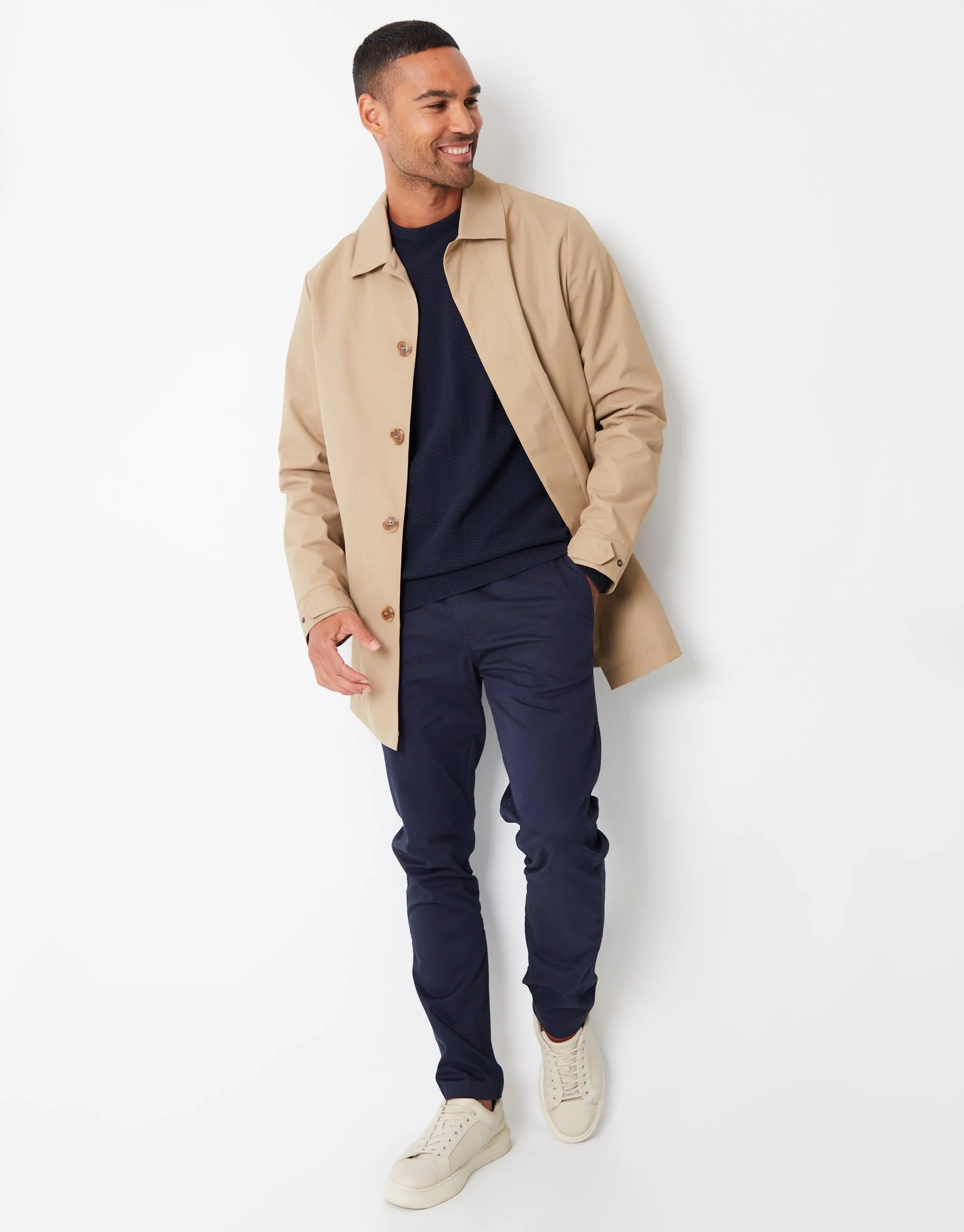 Men's Dark Stone Showerproof Longline Mac