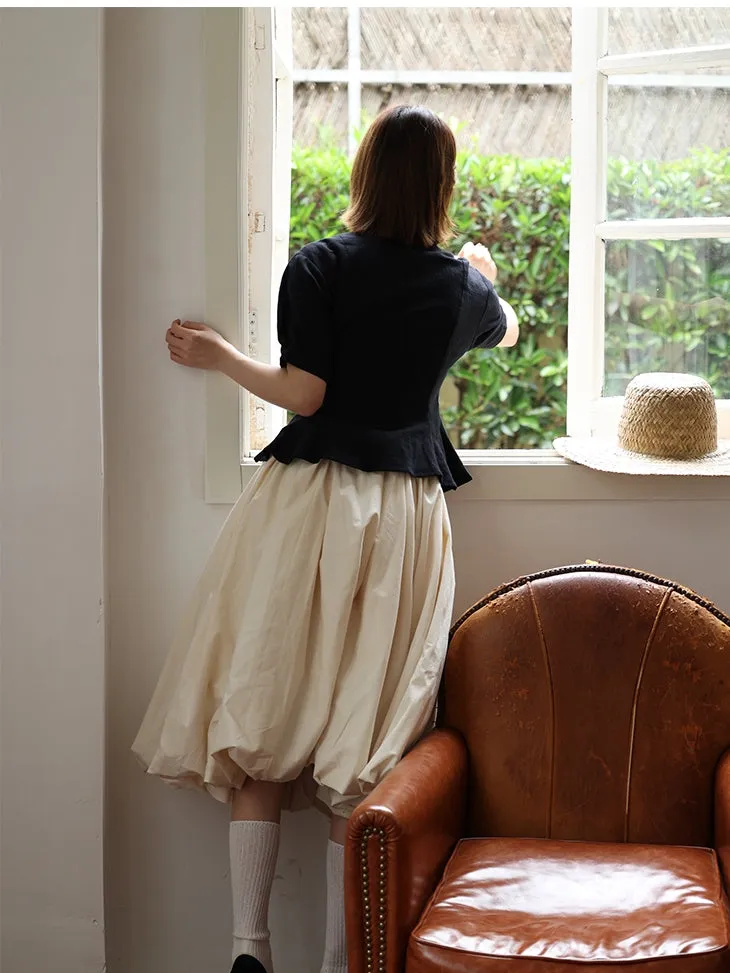Natural Layered Simple Flare-Blouse＆Gilet